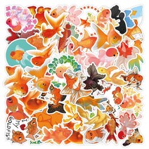 오브젝트스티커 힙한 다꾸팩 레터링 투명 흑백 포인트 스티커 다꾸세트 10/51Pcs 만화 금붕어 관상어 귀여운 장난감 DIY 병 냉장고 방수 낙서 822EA 1, 10Pcs-Random