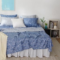 더크린 플라워 풍기인견 홑이불 SS블루