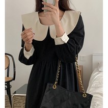 둥근 빅카라 심플 플레어 원피스