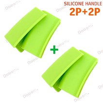 2P+2P 실ㄹi콘 silicone handle 냄ㅂl손잡ㅇi 고온 오븐장갑a형, 그린, 1개