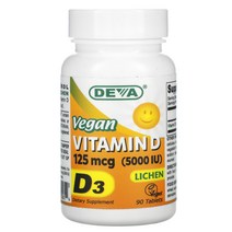 데바 비건 비타민 D D3 125 mcg (5000 IU) 90 정, 1팩