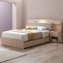 미쉘 LED 수납 슈퍼싱글침대(유로탑매트), 메이플