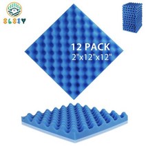 방음판 차음재 시공 흡음 부스 방음 폼 패널 스티커 피스 침실 에그 크레이트 어쿠스틱 단열 자체 접착, 12 Pcs, JD-Blue, Medium Density