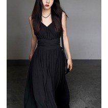 빅사이즈 의챈 브샤 하체비만 허리 브이넥 냉장고 민소매 끈나시 롱 여름 원피스