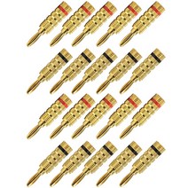 차량용 스피커 카오디오 자동차 엠프 나카미치 바나나 플러그 오디오 잭 스피커용 나사 잠금 장치 포함 블랙 및 레드 4mm 24K 금도금 커넥터 20 개10 쌍, Px20, Px20