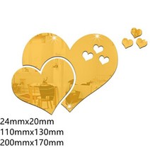 벽면 거울 시공 붙이는 시트지 팔각 육각 벽걸이 아크릴 부착 전신벽 스티커 3d 접착 하트 이쁜, 금