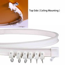 갤러리 창 환기 플라스틱 금속 합금 막대 베이 윈도우 곡선 레일 커튼 트랙 폴, 200cm, Ceiling Mount