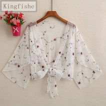 [Kingfishe]여름 볼레로 가디건 여성 쉬폰 숏 가디건 TuE702ZZ702KS02