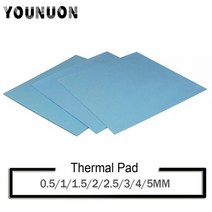YOUNUON-tichkess 열 패드 100x100mm 0.5mm 1mm 1.5mm 2mm 3mm 4mm 5mm C 방열판 냉각 전도성 실리콘, 화이트-100x100mm_0.5MM 두께