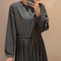 여름 긴팔 반팔 뒷지퍼 포인트 셔링 주름원피스 임산부 하객룩