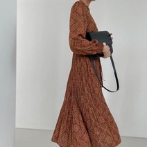 옷자락 여자 허리 리본 플리츠 아코디언 주름 롱 원피스