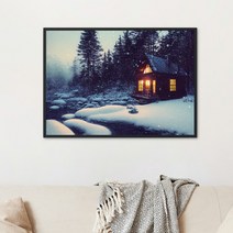 눈내리는 산장 풍경 DIY 보석십자수 겨울 따뜻한 오두막 비즈 그림 만들기 집에서 취미 생활, 100x70CM