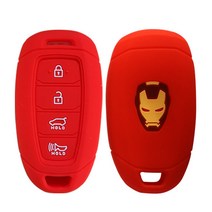 카포카 현대 그랜져IG 신형4버튼 실리콘 스마트키케이스 키홀더, 실리콘케이스Type 2_레드