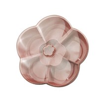 6 구획 꽃 모양 간식 저장 상자 너트 사탕 음식 서빙 트레이 뚜껑 말린 과일 주최자, 분홍색
