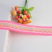 의류 재봉 천코튼 술 레이스 리본 재봉 액세서리 4.5cm 트림 볼 프린지 자수 DIY 의류 패브릭 장식 1 야드, 06 rose red