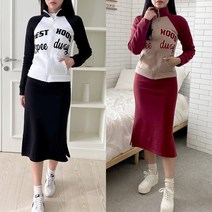 렛잇샤인 빅사이즈 슬림핏 스피드 기모 하이넥 집업점퍼+롱스커트 데일리 여자 트레이닝복 상하의세트