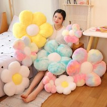 플라워쿠션 꽃 베개 부드러운 해바라기 매트 소파 침대, light green+45cm