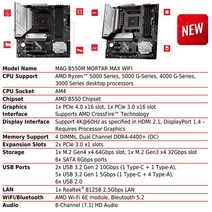 소켓 AM4 MSI MAG B550M MORTAR MAX WIFI 마더보드 DDR4 M.2 Wi-Fi 6E RYZEN AMD B550 메인 보드 CPU R3 R5 57 R9