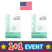 1+1 바이오가이아 프로덴티스 녹여먹는 구강 유산균 2억 CFU 민트맛 로젠지 30 정