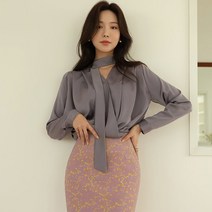 BLO013 브이넥 드레이프 블라우스