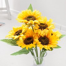 플라워트리 7대 해바라기 부쉬 50cm 조화 꽃 인테리어 소품 장식 홈데코 풍수 FAIAFT, 옐로우 (( 01개 ))