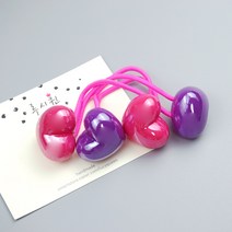 딥컬러 통통 하트 방울머리끈(1쌍) 5 color 유아 여아머리끈