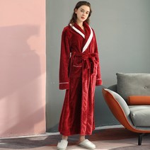 에버하우스 여성용 고급벨벳 포인트 롱 샤워가운, XXXL, 레드
