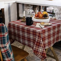 [코티지] 크리스마스 테이블보 체크식탁보 연말파티 2인 4인 6인 캠핑테이블보, 3.메리체크 레드, 2인정사각 115x115