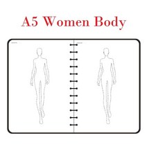 성경 필사 노트 A5 여성 패션 디자인 노트북 인체 템플릿 스케치 스타일 렌더링 의류 도구 매 용지 (120g), 01 A5 Women Body