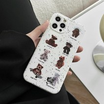 화이트 잉크 곰돌이 봉제인형 아이폰 14 프로 맥스 폰케이스