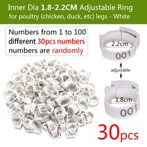 30PCS 치킨 발 링 조절 버클 가금류 다리 디지털 라벨 6 색 플라스틱 오리와 거위 농장 마킹