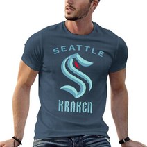 아이스하키 장비 용품 크라켄 # 시애틀 아이스 하키 오버사이즈 티셔츠 맞춤형 남성 의류 100% 코튼 스트리, 08 navy blue-0303113_02 M