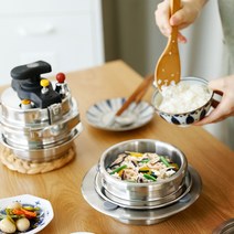 집에서 즐기는 가마솥 돌솥밥 1인용 or 2인용 스텐 미니 압력밥솥 압력솥 인덕션 하이라이트 핫플레이트 가스렌지 사용 가능, 01 1인용 미니 압력뚜껑 + 솥