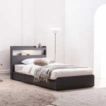 젠티스 LED 3단 멀티수납 평상형 슈퍼싱글 퀸 침대프레임 (매트선택), B. 브루노 (그레이)