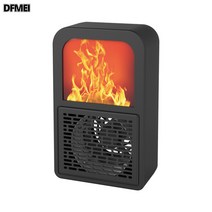 DFMEI 가정용 탁상 미니 온풍기 사무용 기숙사 신기한 벽난로 3D 화염난방기, 01 Black