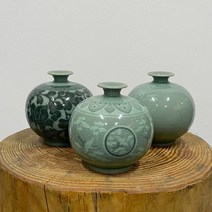 한국 수공예 작은 상감 청자 고급 도자기 화병 전통 명품 인테리어 꽃병 오브제, 운학 무늬 청자1P