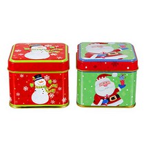 Cabilock 2 Pcs Christmas Tinplate Gift Boxes Santa Claus Snowmen Cookie Boxes Bakery Box Candy Stora, 1