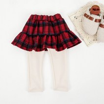 [이모맘] F/W 아동유아 윈터 체크 치마 기모 레깅스 여아 크리스마스 치랭스 HA04