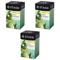 Stash Tea Green Tea Sweet Honeydew Melon 스태쉬 티 그린티 가향 녹차 스윗 허니듀 멜론 18티백 3팩, 1개