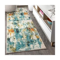 조나단 Y CTP100A-8 컨템포러리 팝 모던 추상 폭포 블루/크림 8피트 x 10피트. Area-Rug Bohemian Easy-Cleaning 침실용 주방용 거실용
