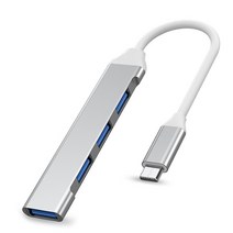 노트북 랩탑 멀티 허브 USB 허브 확장 4 포트 유형 C 3.0 허브 USB 분배기 고속 OTG 어댑터 휴대용 PC 컴퓨터 Xiaomi Macbook Pro Air, 01 typec-silver