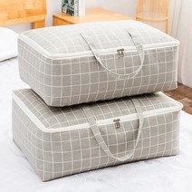 이불 보자기 대용량 패딩 보관 파우치 포장 커버 백 세로 손잡이 다용도 옷 정리함, 그레이체크(특대)