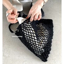 네트백 우븐 네츄럴 이너 토트백 가죽 레더 스몰 피크닉 그물백 매쉬