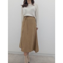 가을 스웨이드 언발란스 A라인 허리밴딩 랩스커트(3color)