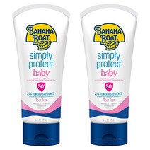 Banana Boat 베이비 100% 미네랄 티어프리 SPF 50 선크림 로션 6 2개 바나나보트, 2 Count (Pack of 1), Lotion