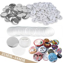 뱃지만들기 뱃지제작 뱃지재료 100/300/500Pcs 배지 버튼 부품 DIY 핀 세트 제조기 용품 프레스 기계 25/3, 01 100-PCS_03 37mm