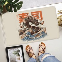 일본 더 그레이트라멘 오프 가나가와 아트 프린트 플란넬 바닥 욕실 매트 장식 카펫 미끄럼 방지 거실 주방, A16_80X160cm