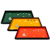 박씨상방 컬러 자개나비 사각쟁반D, 적색