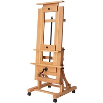 접이식 이젤 전시용 야외 나무 화판 드로잉 테이블이젤, (상하조절 가능) - 월넛 컬러 페인팅 스툴