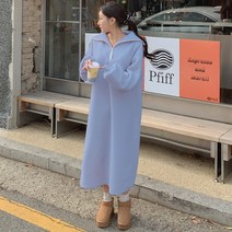 떳다그녀 에필린 반집업 폴라 롱 원피스